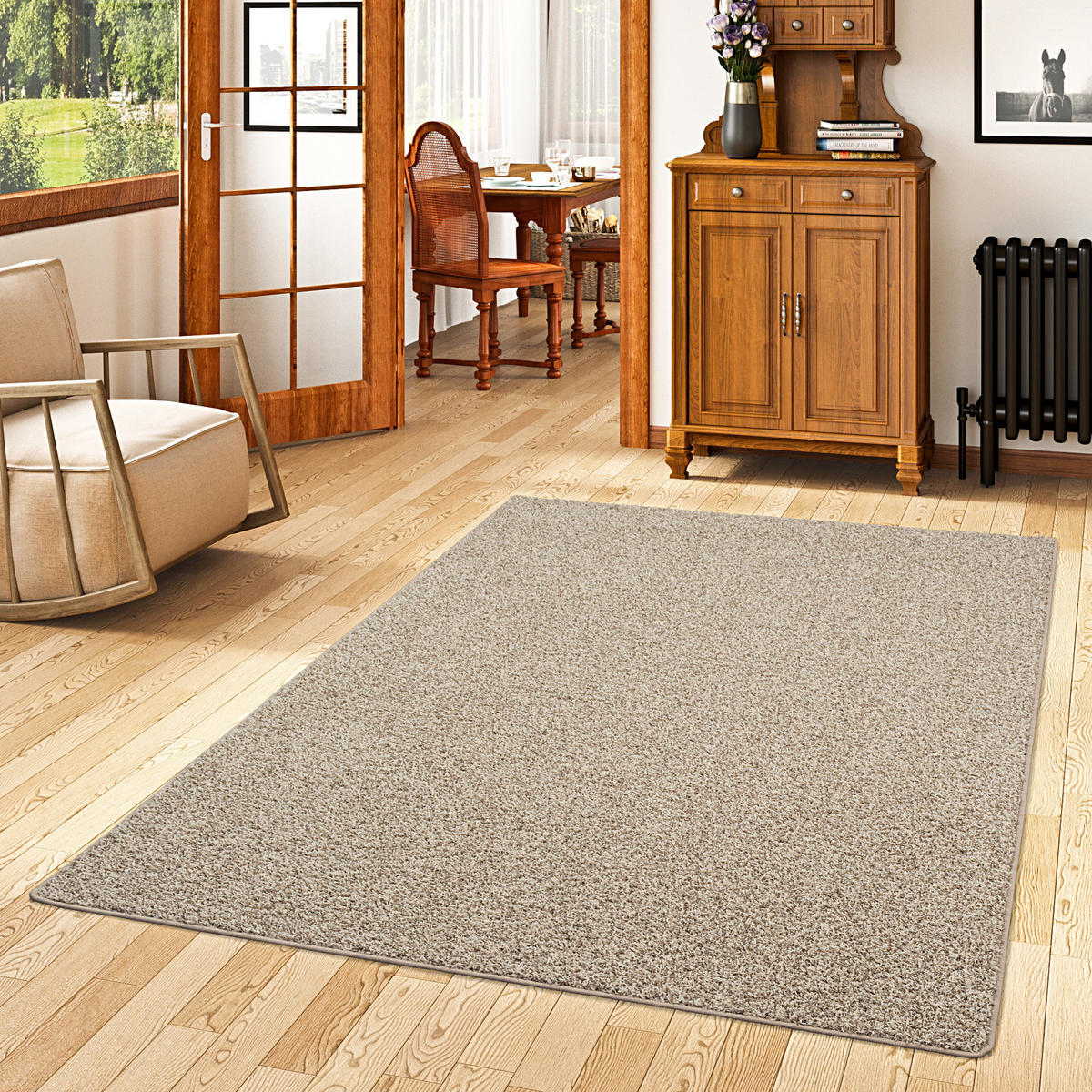 HOCHFLOR VELOURS TEPPICH MONA MIX - Taupe, Textil (160/160cm) - Snapstyle