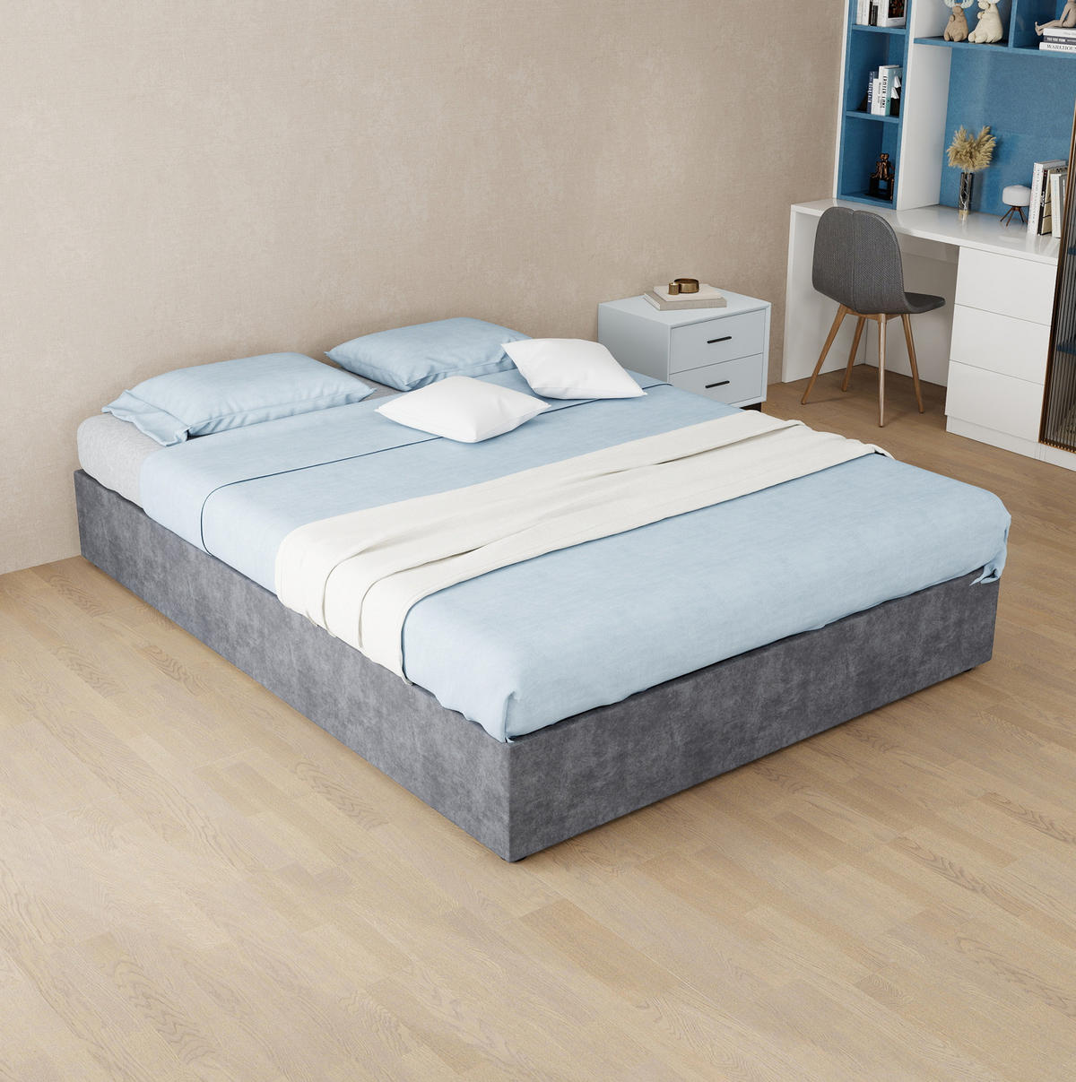 POLSTERBETT 140/200 cm mit Gaslift, modernem Design und stabilem Bettrahmen, Grau - Grau, Textil (140/200cm) - Redom
