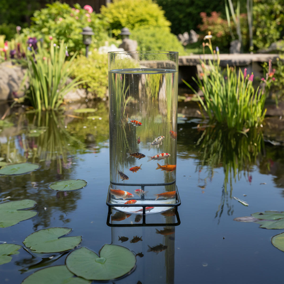 FISCHSÄULE - Transparent, Kunststoff/Metall (22/22/60cm) - Relaxdays