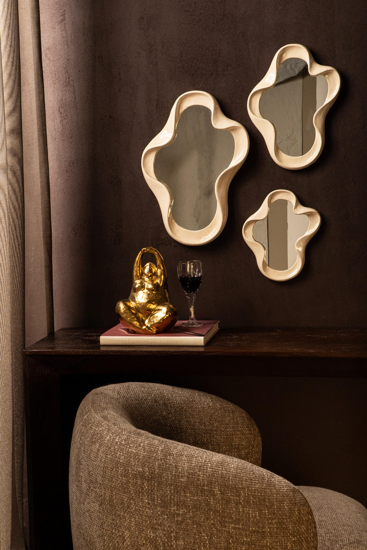 SPIEGEL Hannah Beige 35/3.5/50cm - Beige, Kunststoff (3.5/50/35cm) - PTMD Collection