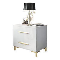 NACHTTISCH LINA GOLD mit Beinen, Hochglanz - Weiß, Holzwerkstoff (55/52/37cm) - Lookway
