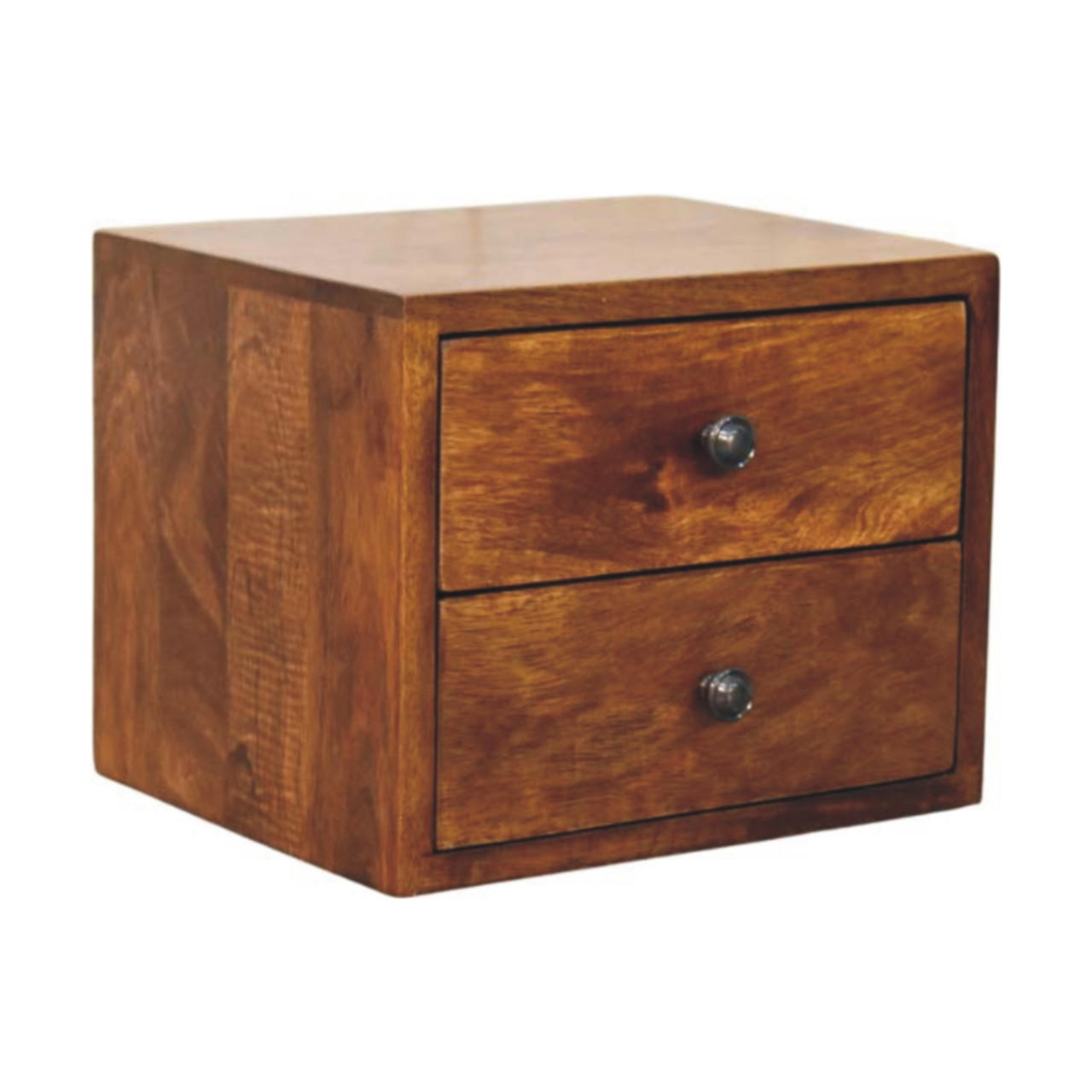 NACHTTISCH Solis, wandmontiert, Braun. - Messingfarben/Braun, Mangoholz/Holz (30/24/35cm) - Artisan Furniture