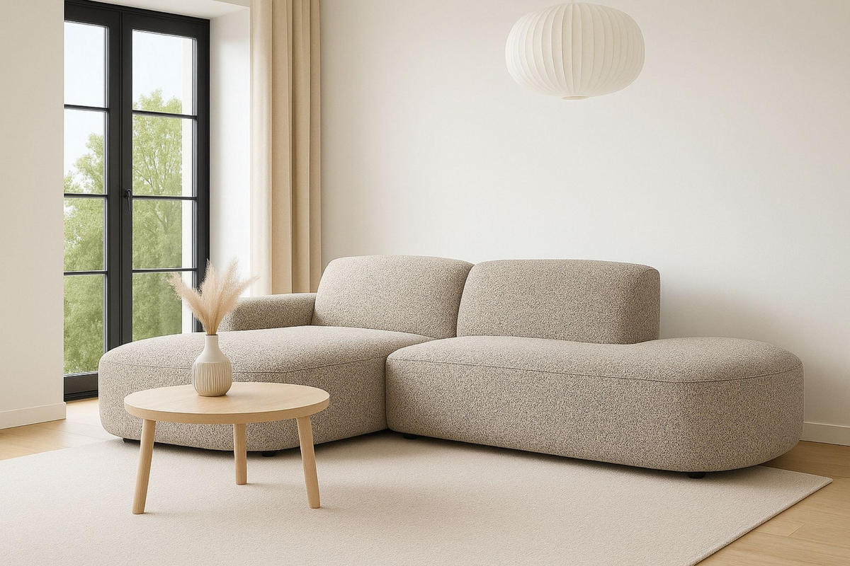 ECKSOFA Cursal Atelier, Stoff Artico, Beige, Links - Beige, Holz (284/166cm) - Kaiser Möbel