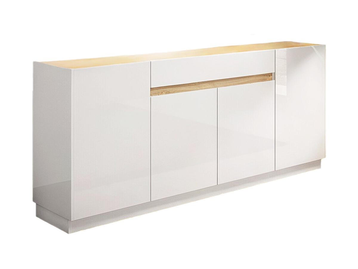 SIDEBOARD mit 4 Türen & 1 Schublade - Weiß & Holzfarben - EMORA - Naturfarben, Holz (40/87/205cm) - Vente-Unique