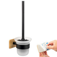 WC-GARNITUR PIAZZA BLACK TAPE BAMBUS, Edelstahl, Bambus, schwarz - Schwarz, Naturmaterialen (11.5/35.5/14cm) - bremermann