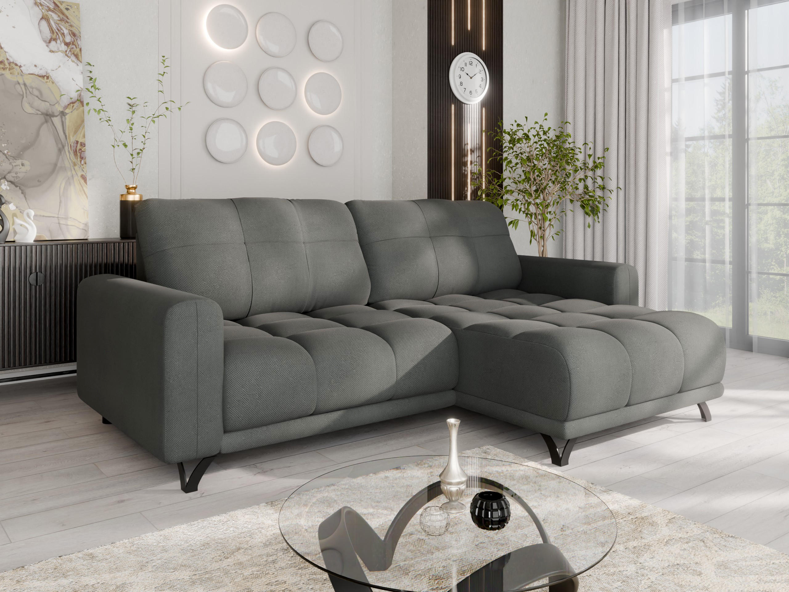 ECKSOFA Ferrino L-Form, Recamiere beidseitig montierbar, Dunkelbraun - Dunkelbraun, Holz (174/234cm) - Panda Möbel