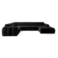 6-SITZER modulares Wohnlandschaft U XXL VEER SET 3 Links, 368 x 200 cm, Chenille Webstoff Anthrazit - Anthrazit/Schwarz, Holz/Kunststoff (368/75/200cm) - Muffo