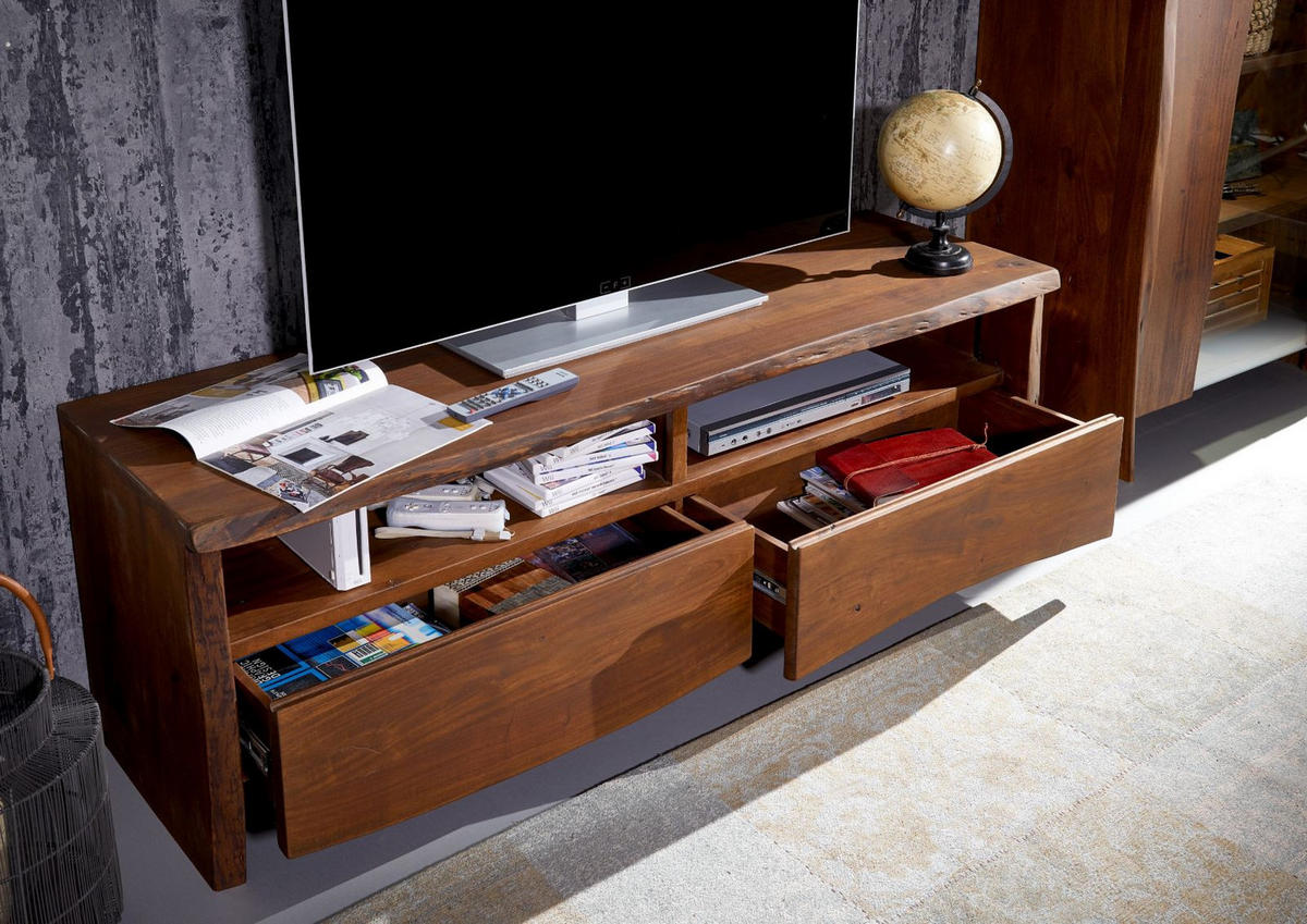 TV-BOARD Akazie 151x45x50 braun lackiert PURE ACACIA #208 - Braun, Holz (151/50/45cm) - Massivmoebel24
