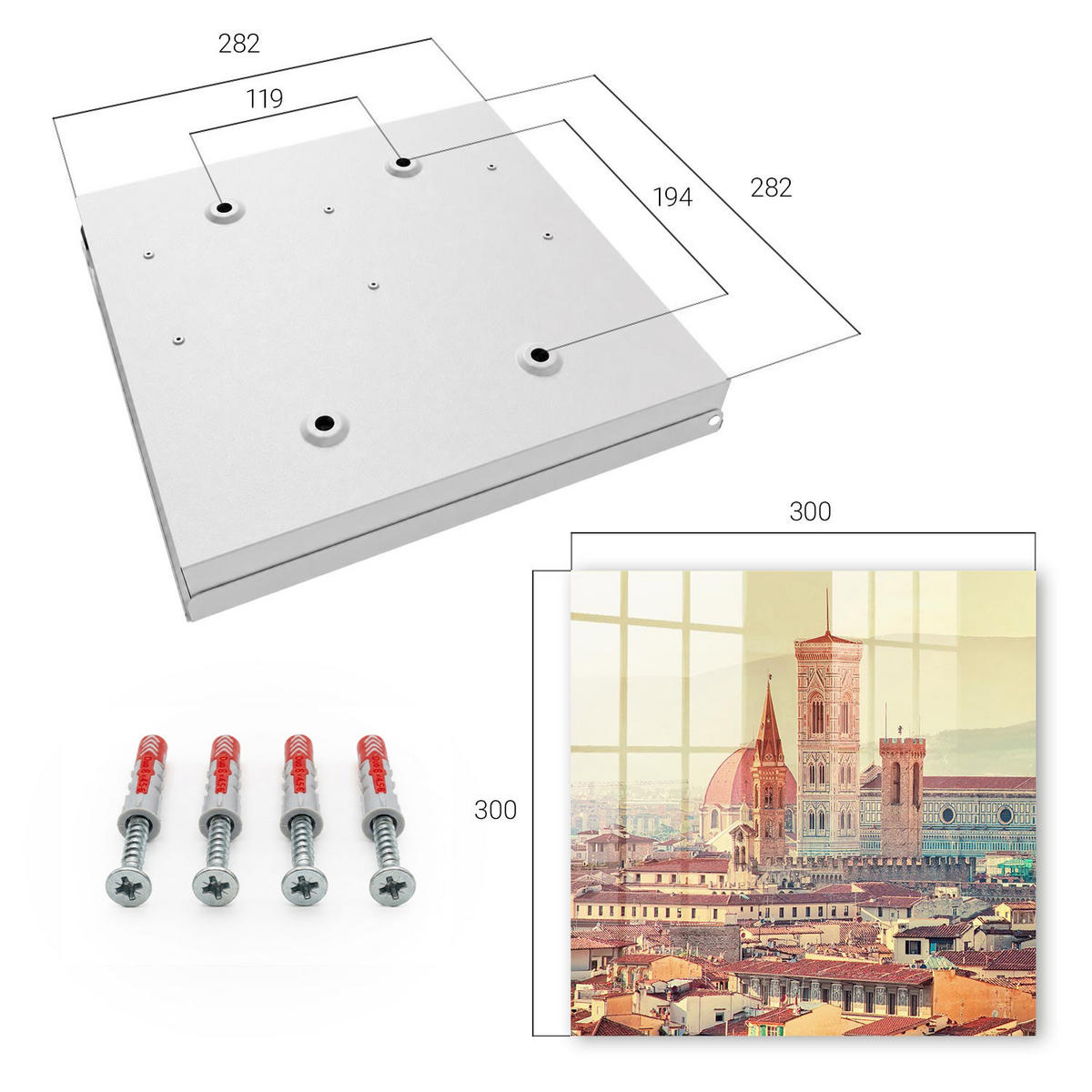 SCHLÜSSELBOX Weiß 30x30 cm – Türöffnung nach rechts - Urbane Eleganz - Beige, Metall (30/30/5cm) - TULUP