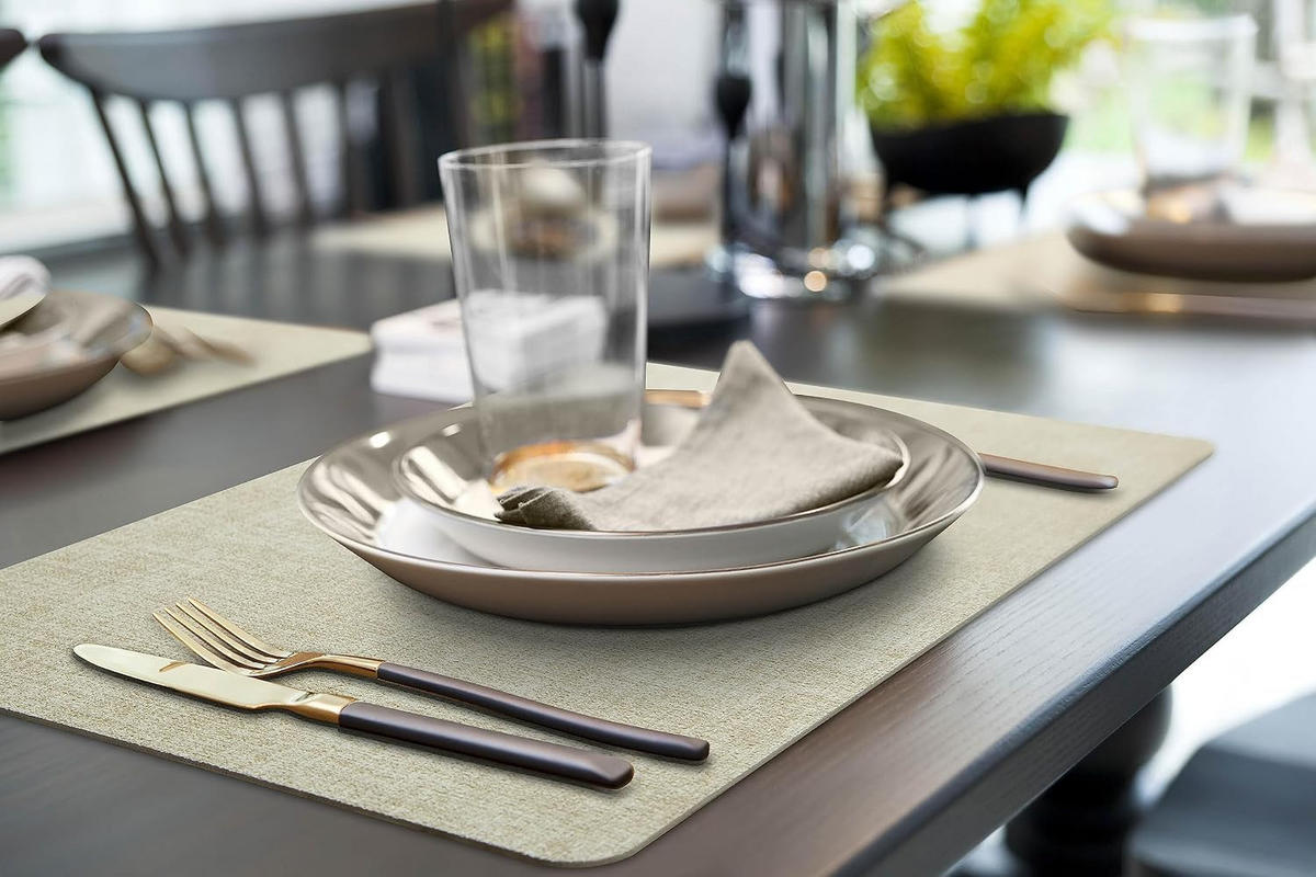 PLATZSET 4-teilig – 43 x 30 cm – Beige - Beige, Leder (43/30cm)
