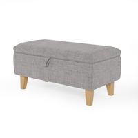 POLSTERHOCKER 71/37/34 cm Stauraum Holzbeine Leinen Hellgrau - Hellgrau, Holz/Textil (71/34/37cm) - Livingandhome