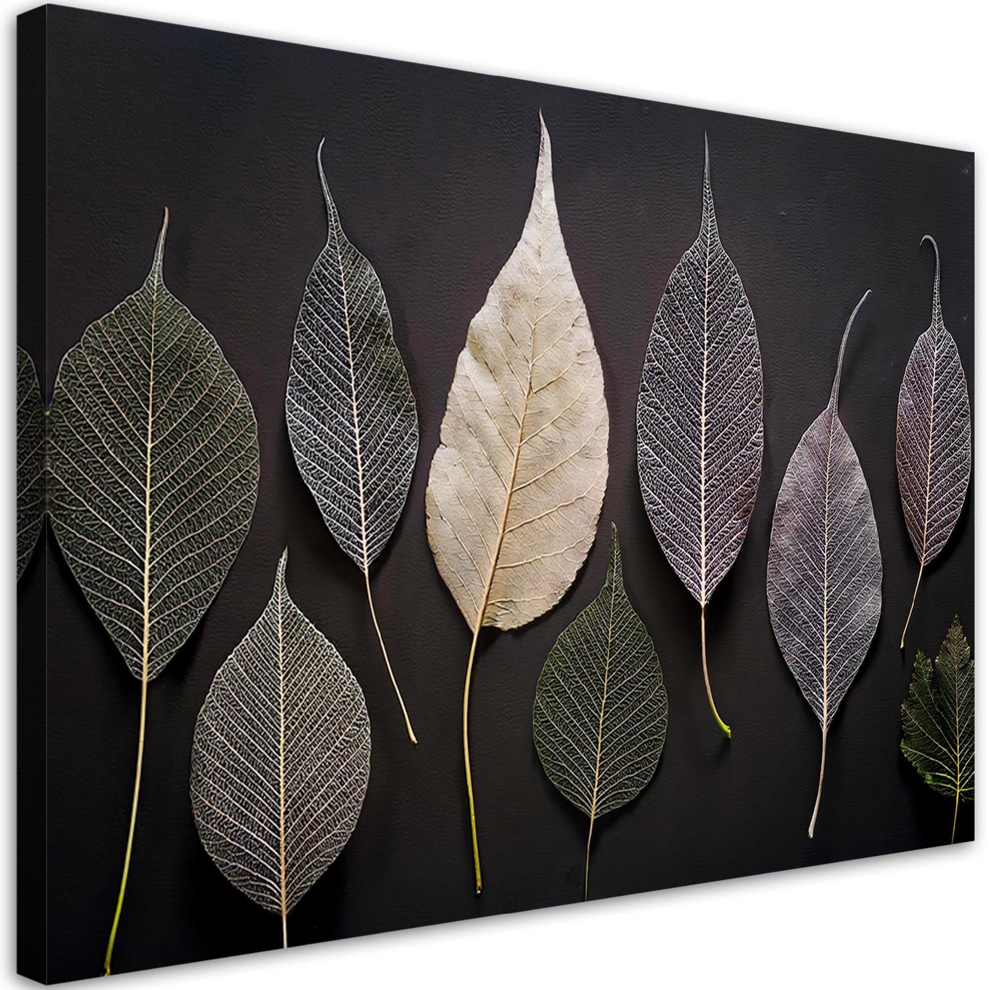 WANDBILD minimalismus hinterlässt glamourpflanzen - Grau, Textil (60/40cm) - Feeby