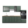 KÜCHENZEILE Fame-Line Grün-Gold Landhaus/Anthrazit 280 cm, AP Eiche - Anthrazit/Grün, Holzwerkstoff (280/81.6/60cm) - Vicco