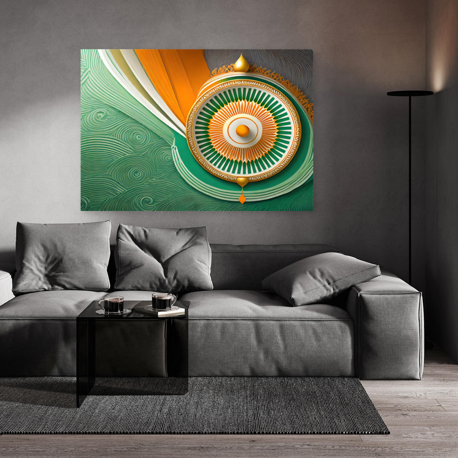 WANDBILD indien mandala symbol - Multicolor, Textil (60/40cm) - Feeby