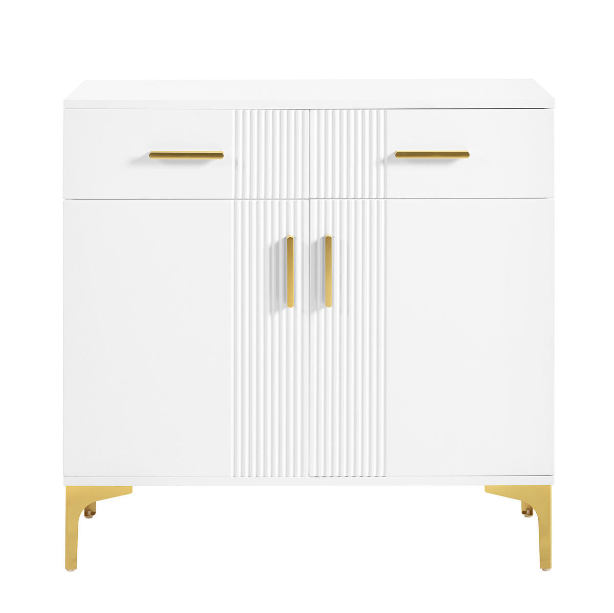 SIDEBOARD 80/35/79,5 cm in Weiß mit 2 Türen, 2 Schubladen und Metallfüßen - Weiß, Holzwerkstoff (80/79.5/35cm) - Flora Grace