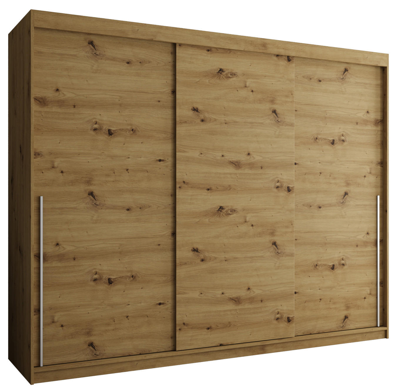 ŠATNÍ SKŘÍŇ S POSUVNÝMI DVEŘMI 250 cm šířka, Artisan se stříbrným úchytem - dub artisan/strieborná, kompozitné drevo (250/200/62cm) - Home Collective
