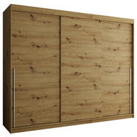 SCHIEBETÜRENSCHRANK 250 cm Breite Artisan mit silbernem Griff - Silberfarben/Eiche Artisan, Holzwerkstoff (250/200/62cm) - Home Collective