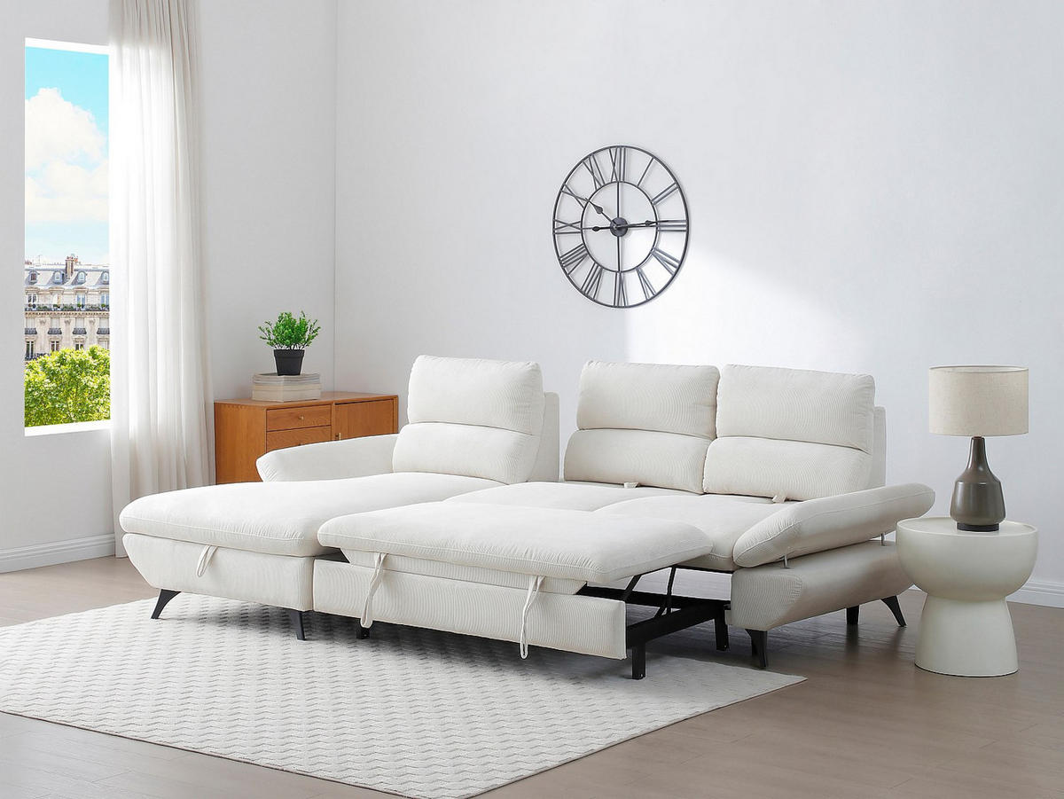 SCHLAFSOFA - 5 Personen-Sitzer - Stoff - Beige - - Beige, Textil (282/100/196cm) - Vente-Unique