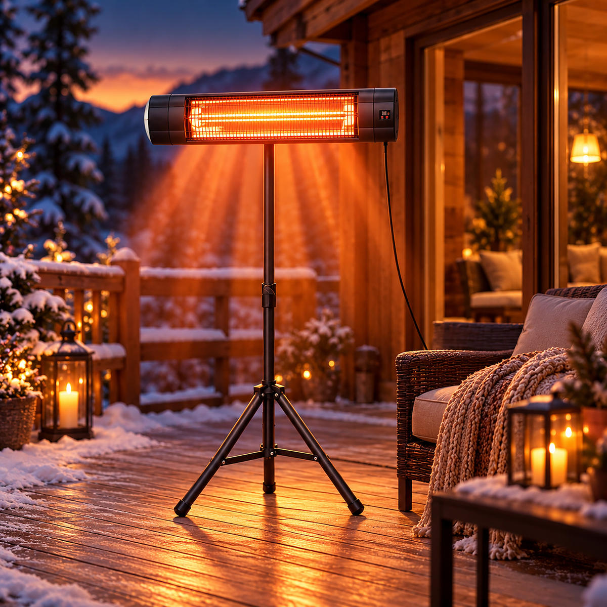 INFRAZÁŘIČ Černý 2500 W - černá, kov/plast (87/195/67cm) - Relaxdays
