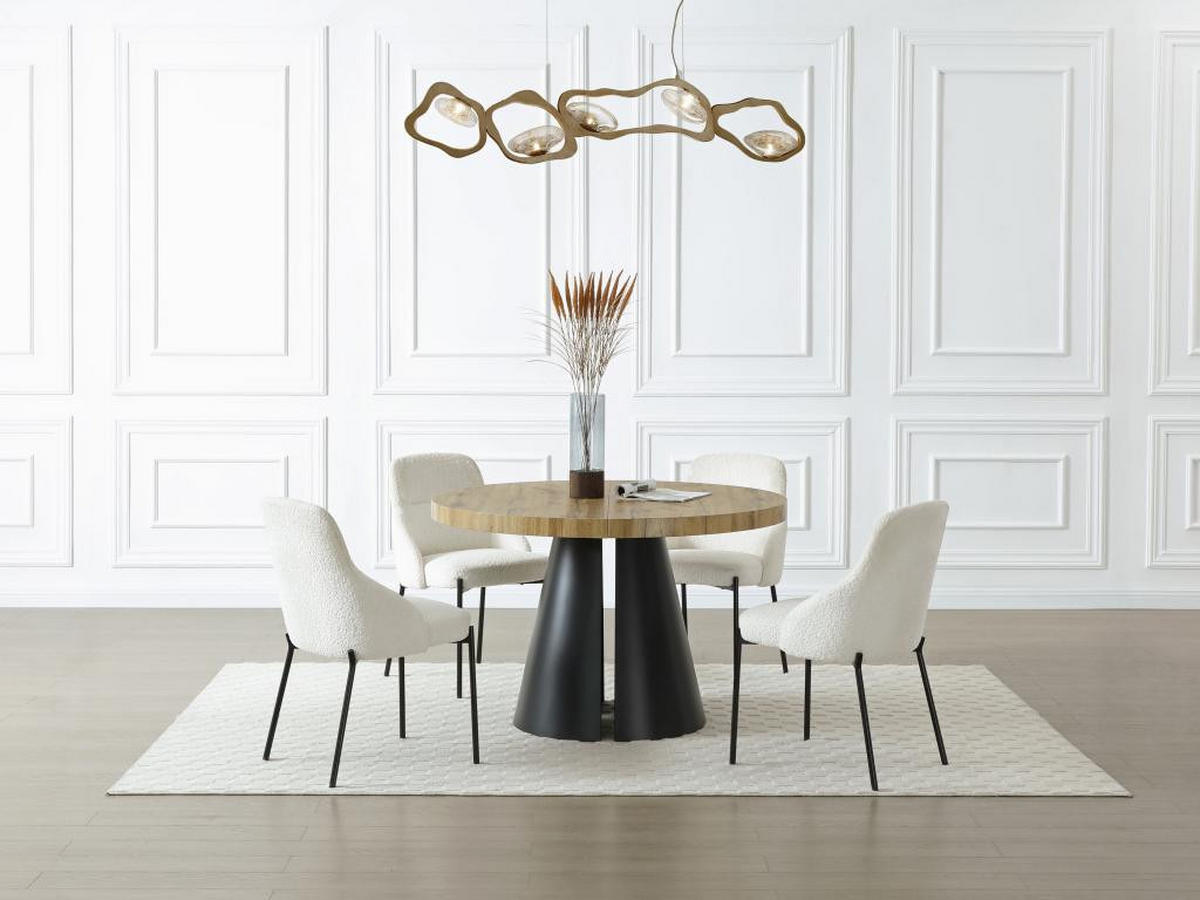 ESSTISCH ausziehbar - 4 bis 12 Personen - MDF & schwarzes Metall - Holzfarben hell - JARELIA - Naturfarben, Holz (240/120/76cm) - Vente-Unique