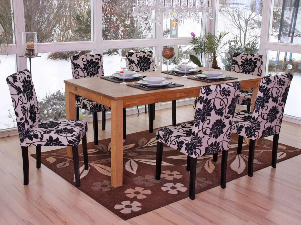 ESSZIMMERSTUHL klassisch und zeitlos 90x43x56cm Sitzhöhe 45cm Stoff/Textil dunkle Beine jacquard Schwarz - Schwarz, Textil (43/90/56cm) - CHEFGASTRO