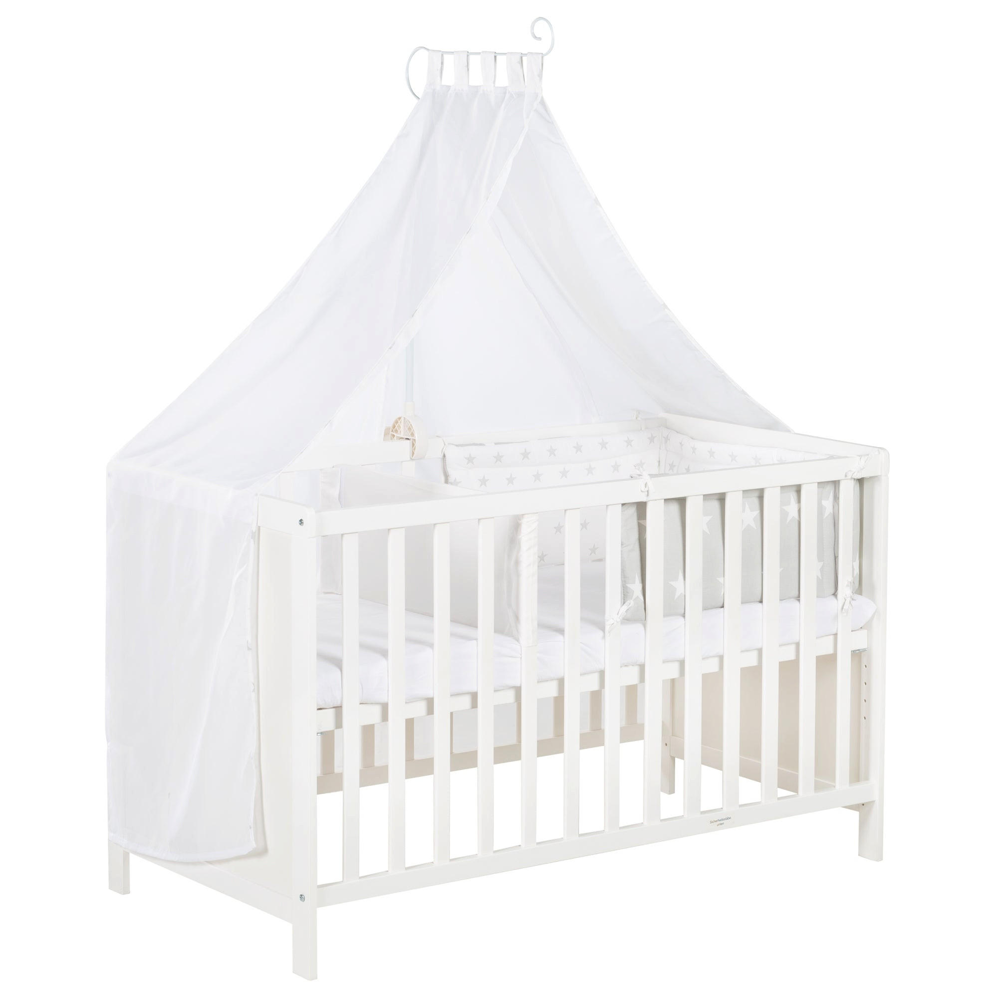 BABYBETT mit Matratze 60 x 120 cm - Weiß, Holzwerkstoff (60/120cm) - Roba