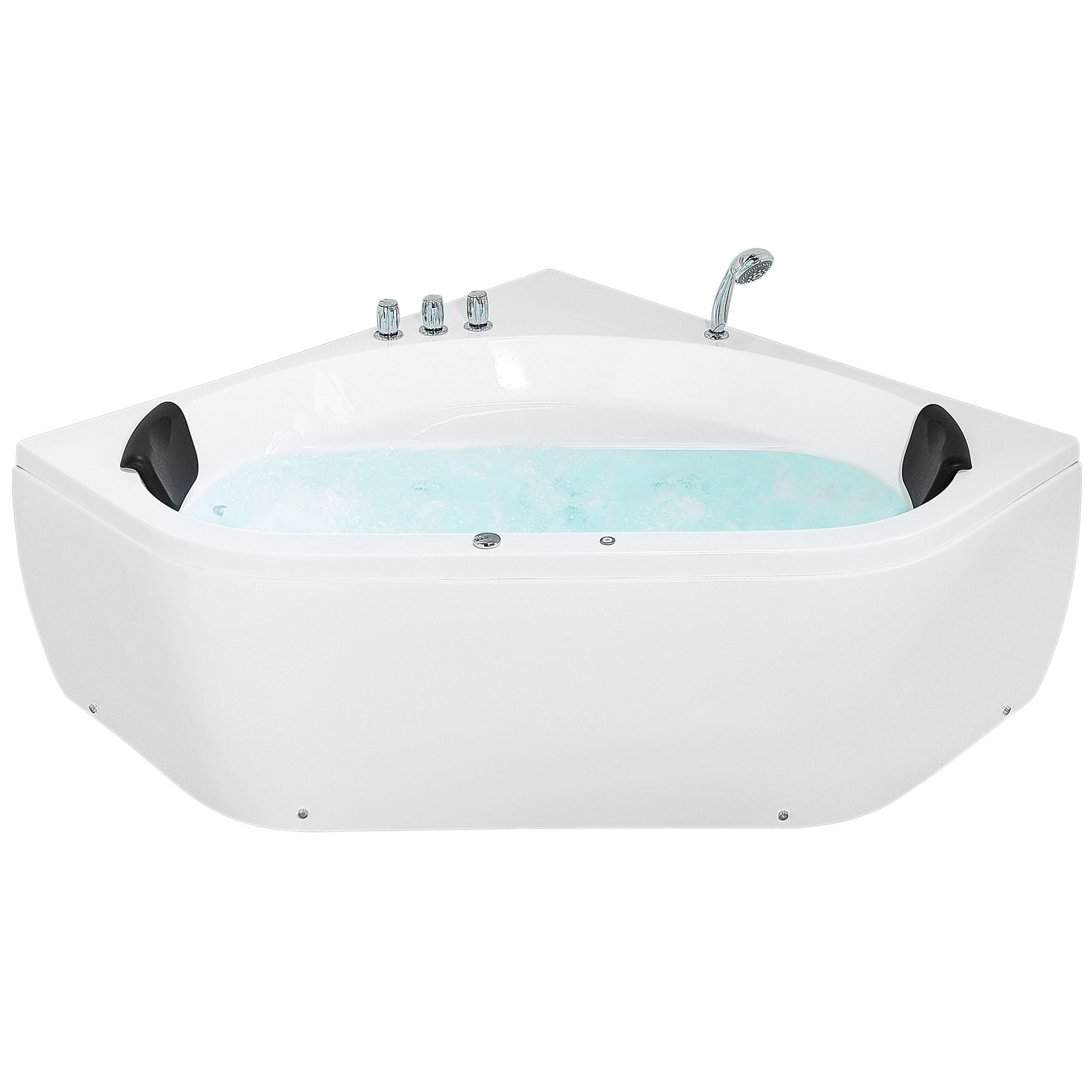 WHIRLPOOL-BADEWANNE mit LED 140x140x55 cm weiß Meves - Weiß, Kunststoff (140/55/140cm) - Beliani