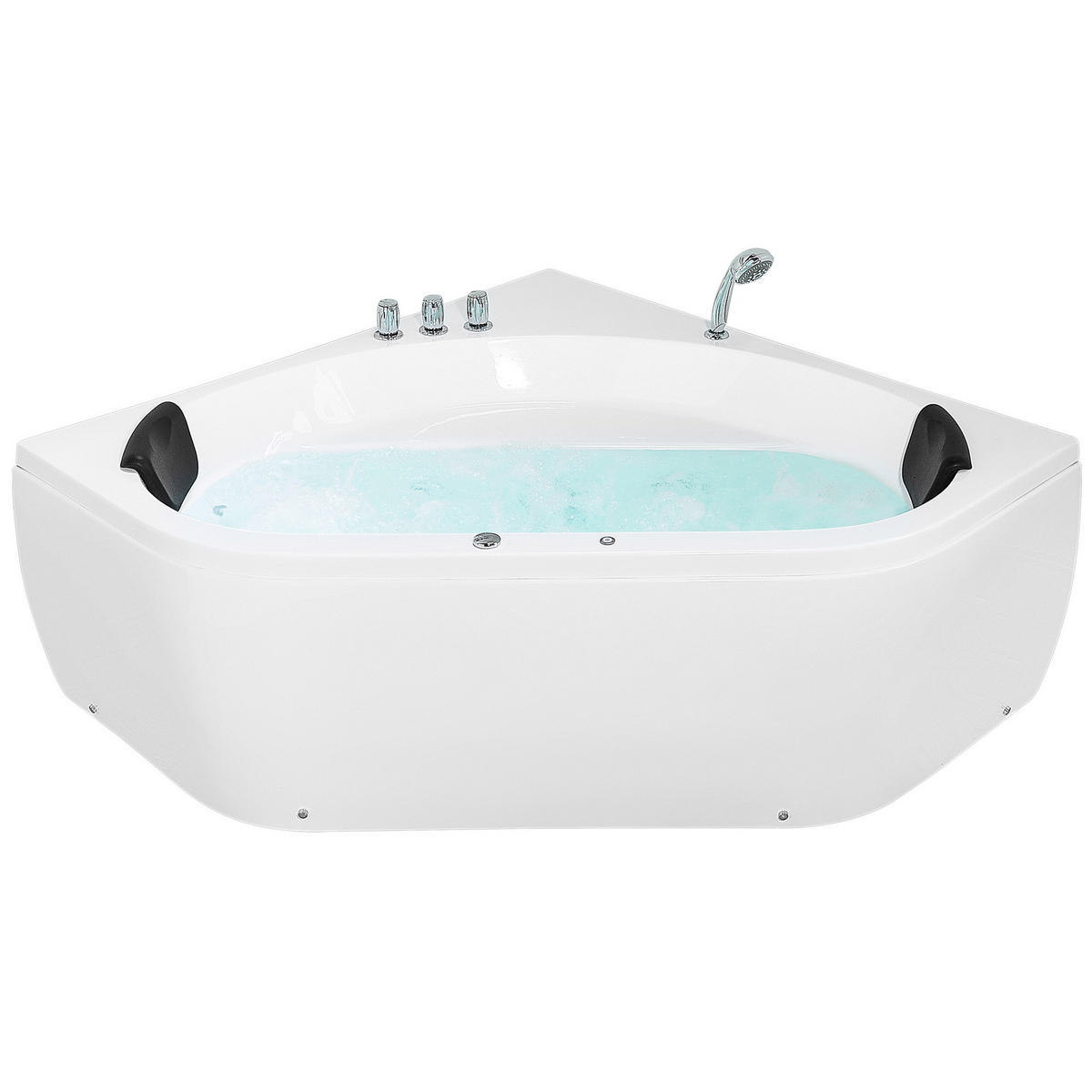 WHIRLPOOL-BADEWANNE mit LED 140x140x55 cm weiß Meves - Weiß, Kunststoff (140/55/140cm) - Beliani