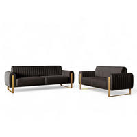 SOFASET Valerie 3-2 - Schwarz, Holzwerkstoff/Textil (228/79/90cm) - Fun Möbel
