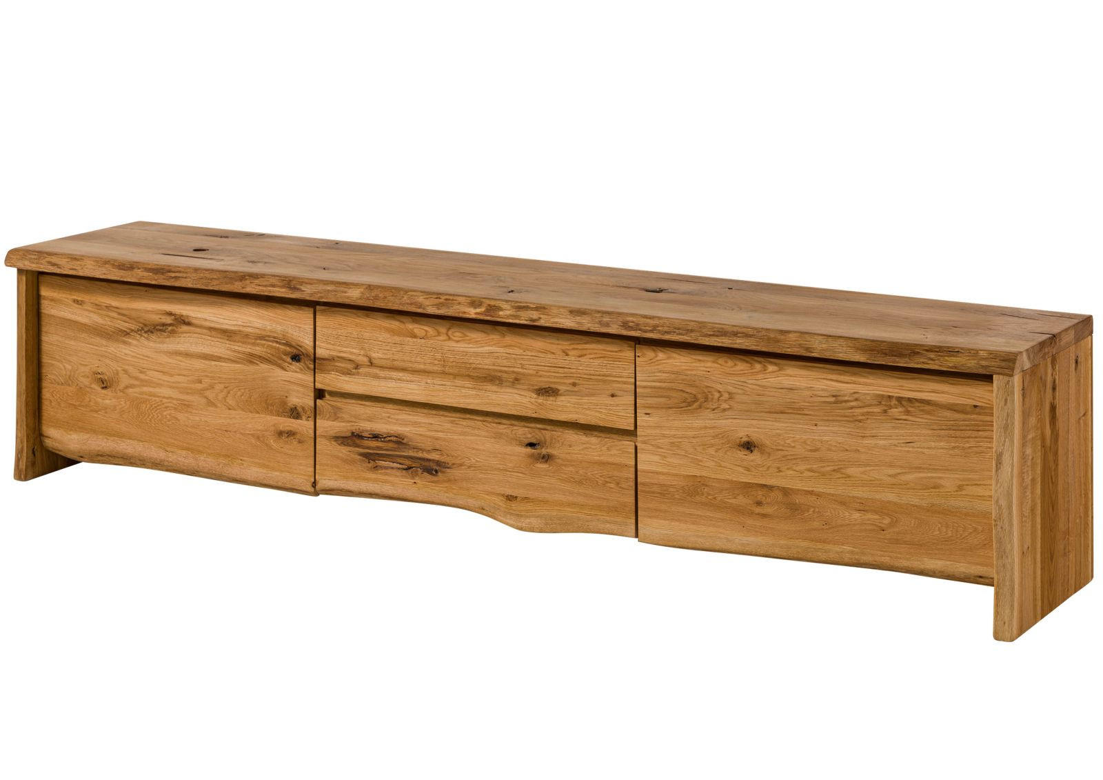 TV-BOARD Wildeiche 220x45x50 natur geölt PURE OAK #704 - Naturfarben, Holz (220/50/45cm) - Massivmoebel24