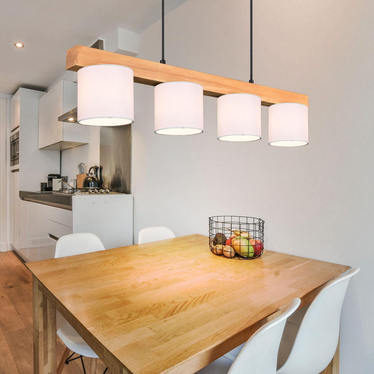 HÄNGELEUCHTE Cameron Holz Weiß - Weiß, Holz (75/12/150cm)