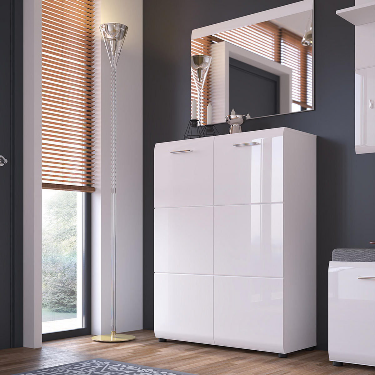 SCHUHSCHRANK Malabo-129 - Weiß, Holzwerkstoff (90/120/36cm) - Lomado