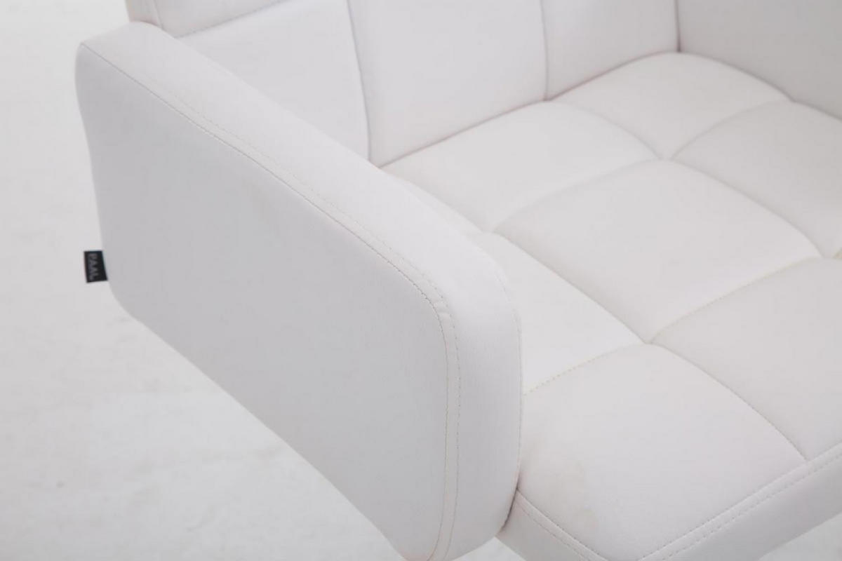BARHOCKER Lederlook weiß - Chromfarben/Weiß, Textil/Metall (60/93/56cm) - CLP