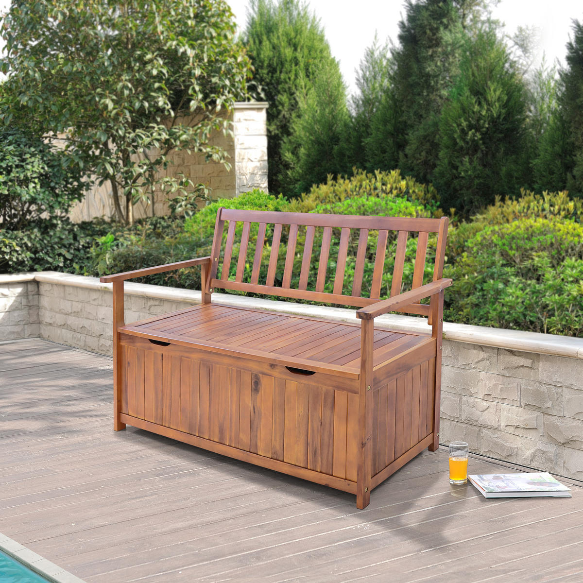 GARTENBANK Avezzano - Akaziefarben, Holz (60/88/130cm) - [en.casa]