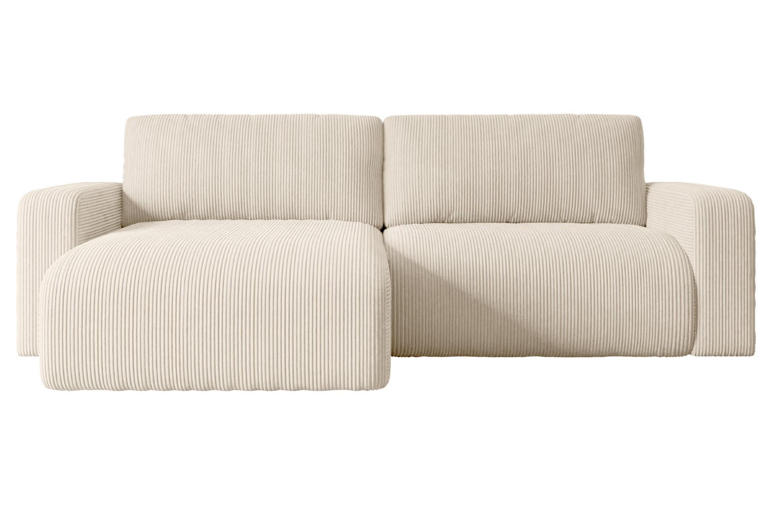 ECKSOFA mit Schlaffunktion und Bettkasten KLEEA-L - 247x143x83 cm Beige Cord - Beige/Schwarz, Holzwerkstoff/Kunststoff (247/143cm) - ALTDECOR