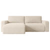 ECKSOFA mit Schlaffunktion und Bettkasten KLEEA-L - 247x143x83 cm Beige Cord - Beige/Schwarz, Holzwerkstoff/Kunststoff (247/143cm) - ALTDECOR