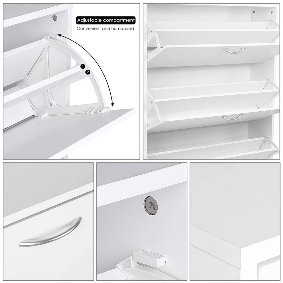 SCHUHSCHRANK 3 Türen Weiß Schuhregal mit Klappen - Weiß, Holz (80/110/23.5cm) - Kaket