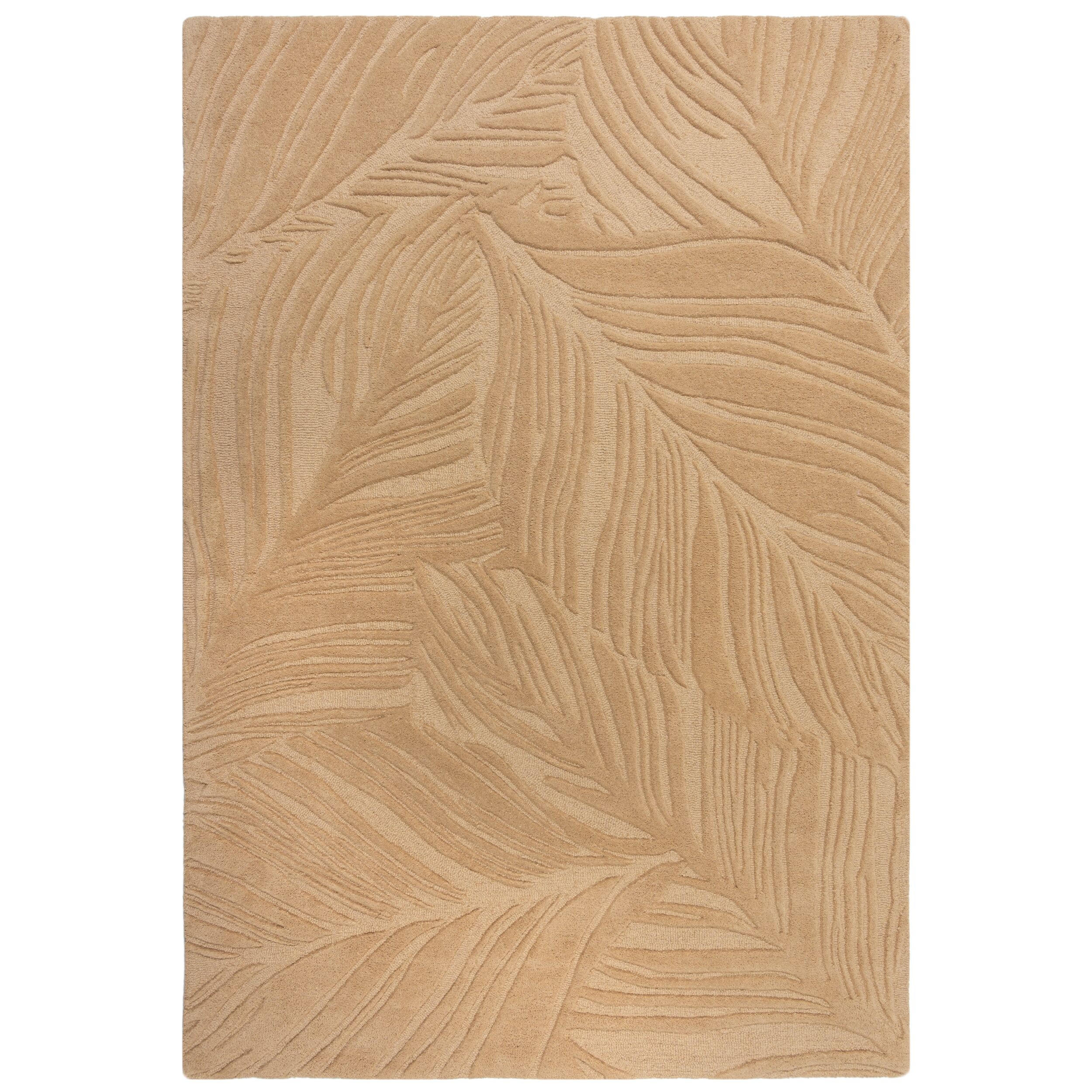 WOLLTEPPICH Blatt-Design, handgetuftet LEVEN LEE, Braun 120x170 cm - Braun, Textil (120/170cm) - KADIMA DESIGN