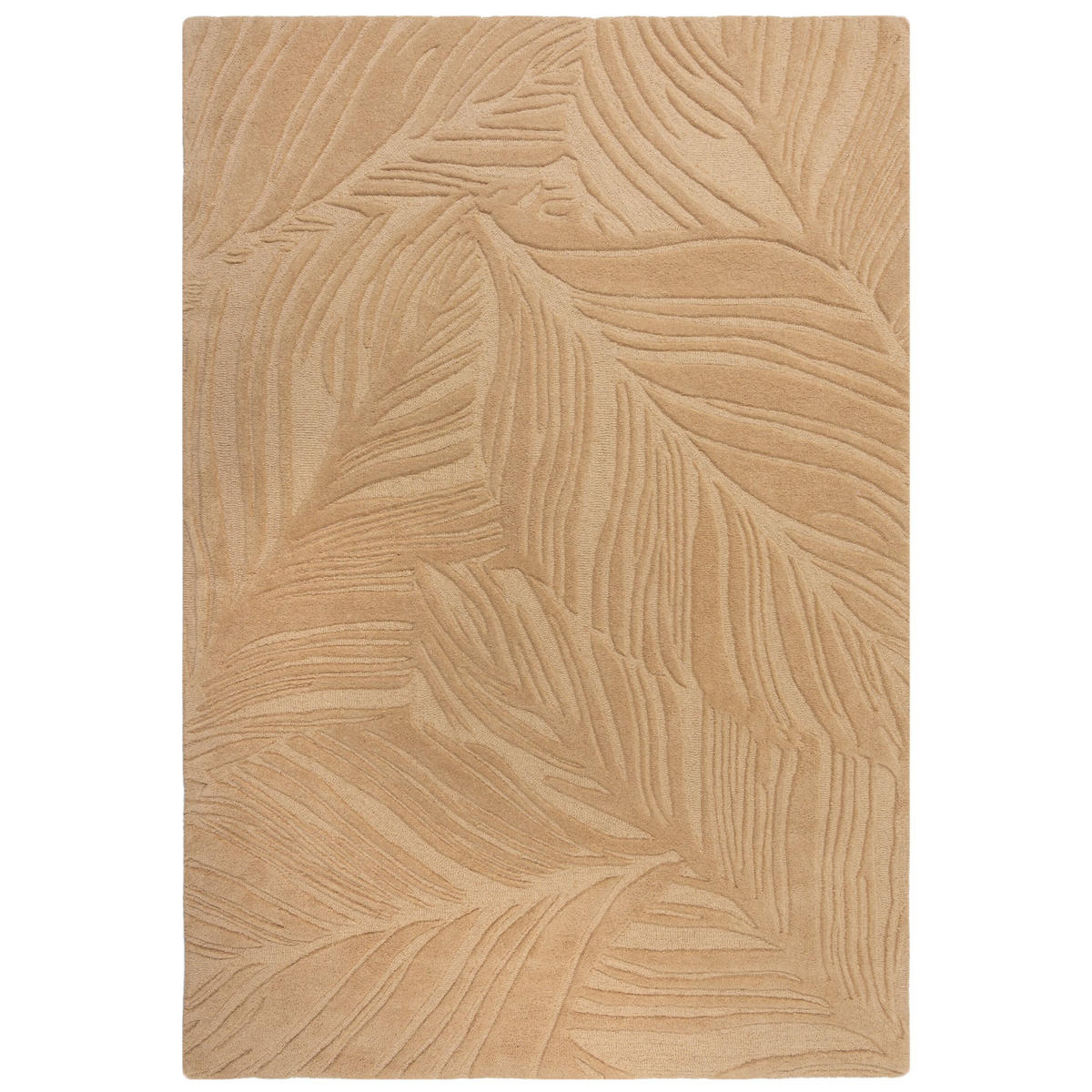 WOLLTEPPICH Blatt-Design, handgetuftet LEVEN LEE, Braun 120x170 cm - Braun, Textil (120/170cm) - KADIMA DESIGN