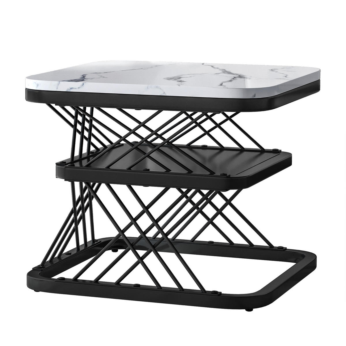 COUCHTISCH 2er Set Beistelltisch Eckig, Gold - Schwarz, Metall (60/60/45cm)