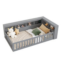 POLSTERBETT 90/200 cm Grau aus Spanplatte und MDF mit Stauraum, USB und Steckdose - Grau, Holzwerkstoff (90/200cm) - OKMYHOME