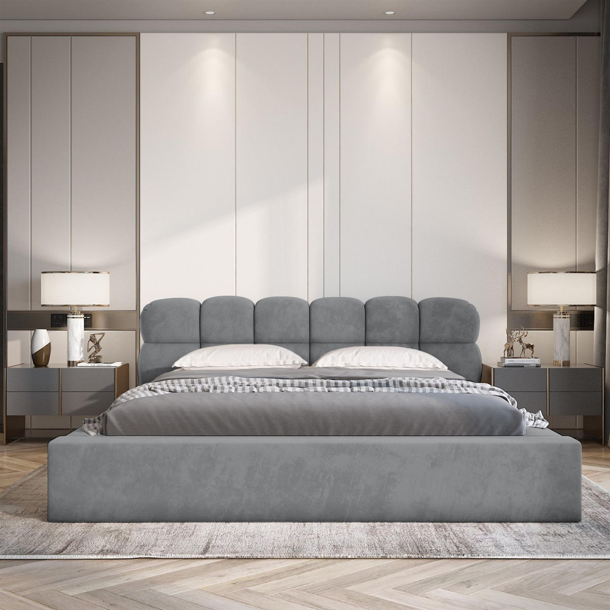 POLSTERBETT Grove In Ditra Komplettset - Beige, Holzwerkstoff/Textil (160/200cm) - Fun Möbel