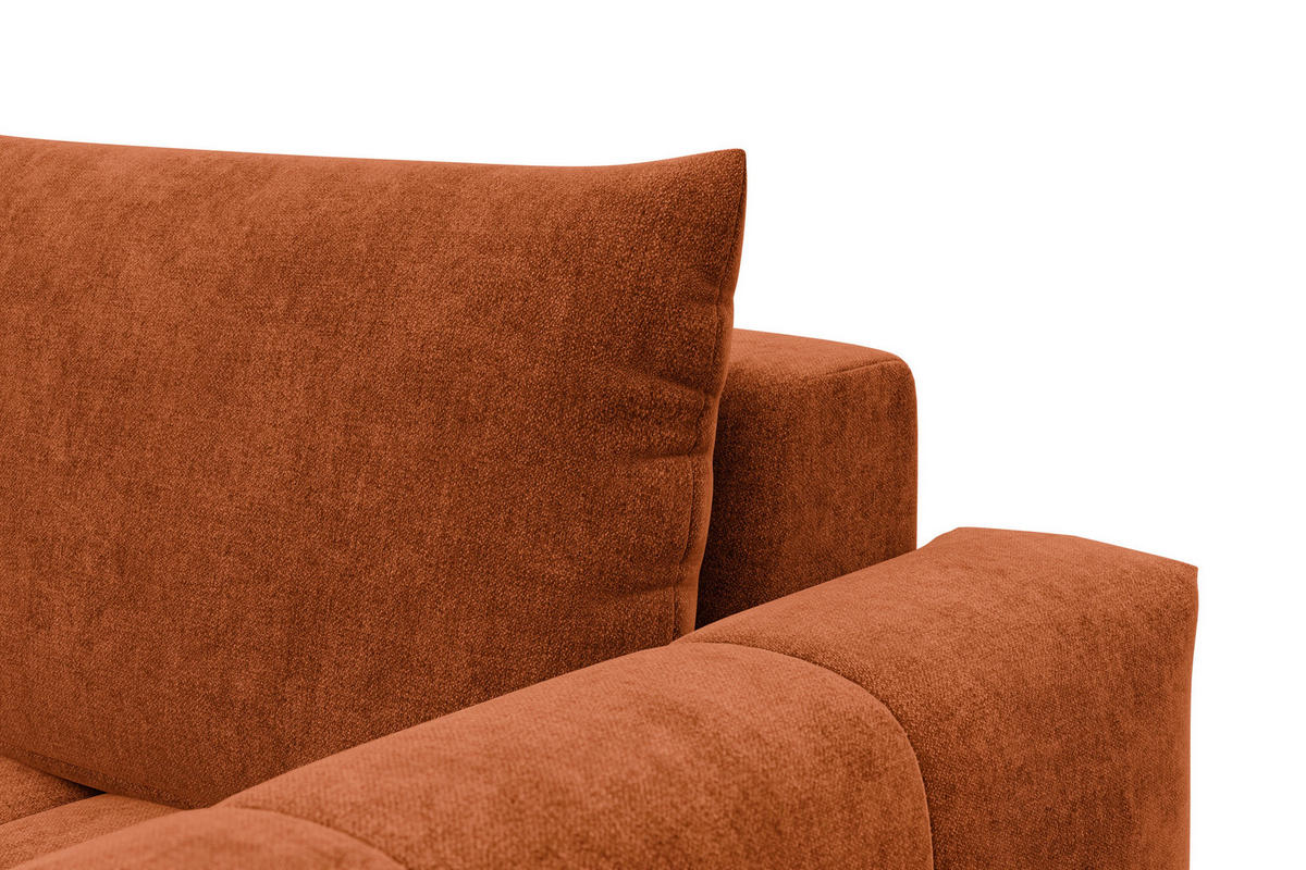 ECKSOFA VERONA 3-Sitzer links, Orange - Schwarz/Orange, Holz/Textil (224/173cm) - Courtois Laville