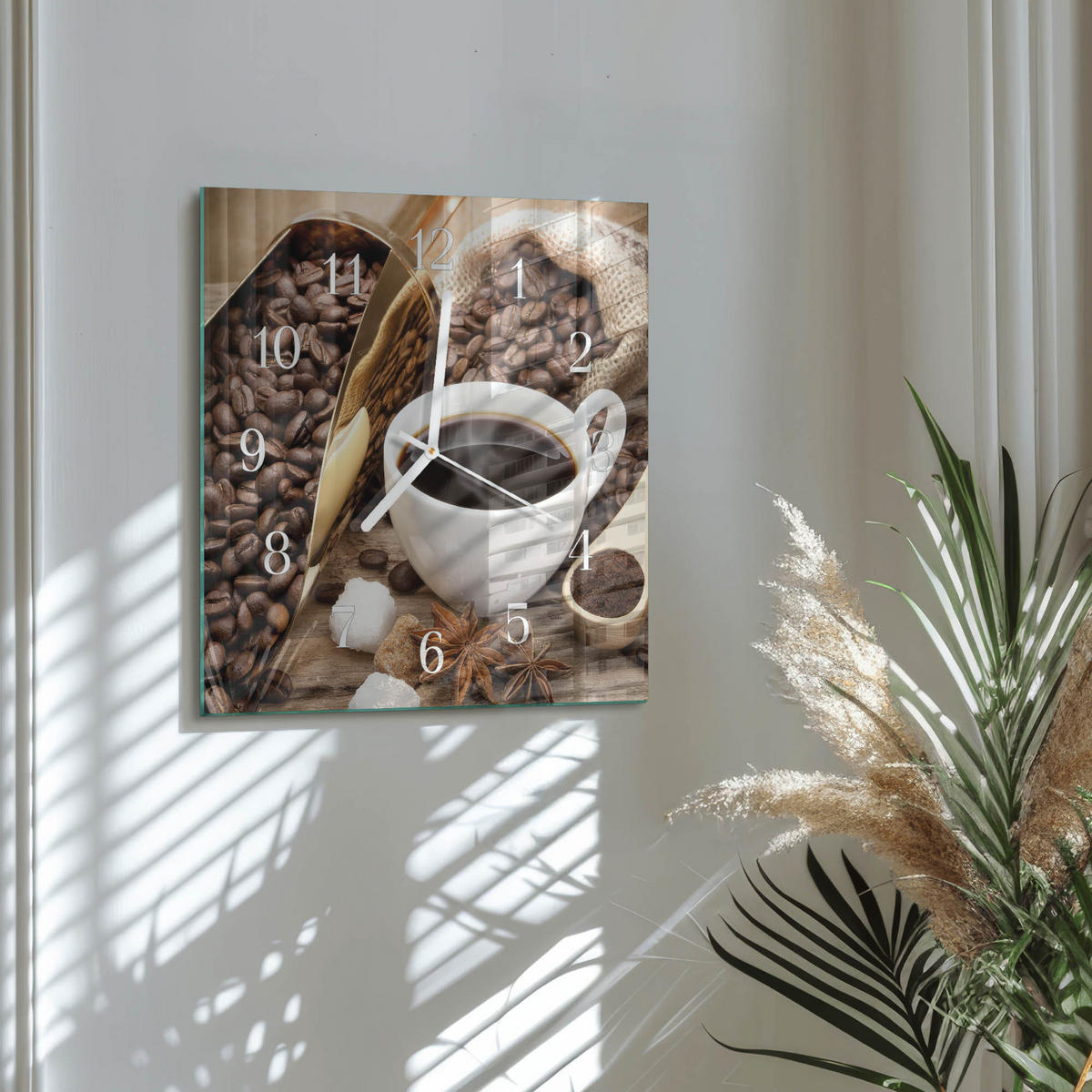 WANDUHR 30x30 cm - Kaffee - Braun, Glas (30/30/0.4cm) - TULUP