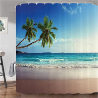 DUSCHVORHANG Strand 3D 180 x 200 cm wasserdicht mit Haken für Badewanne und Duschkabine - Multicolor, Textil (180/200cm) - MCBOSON