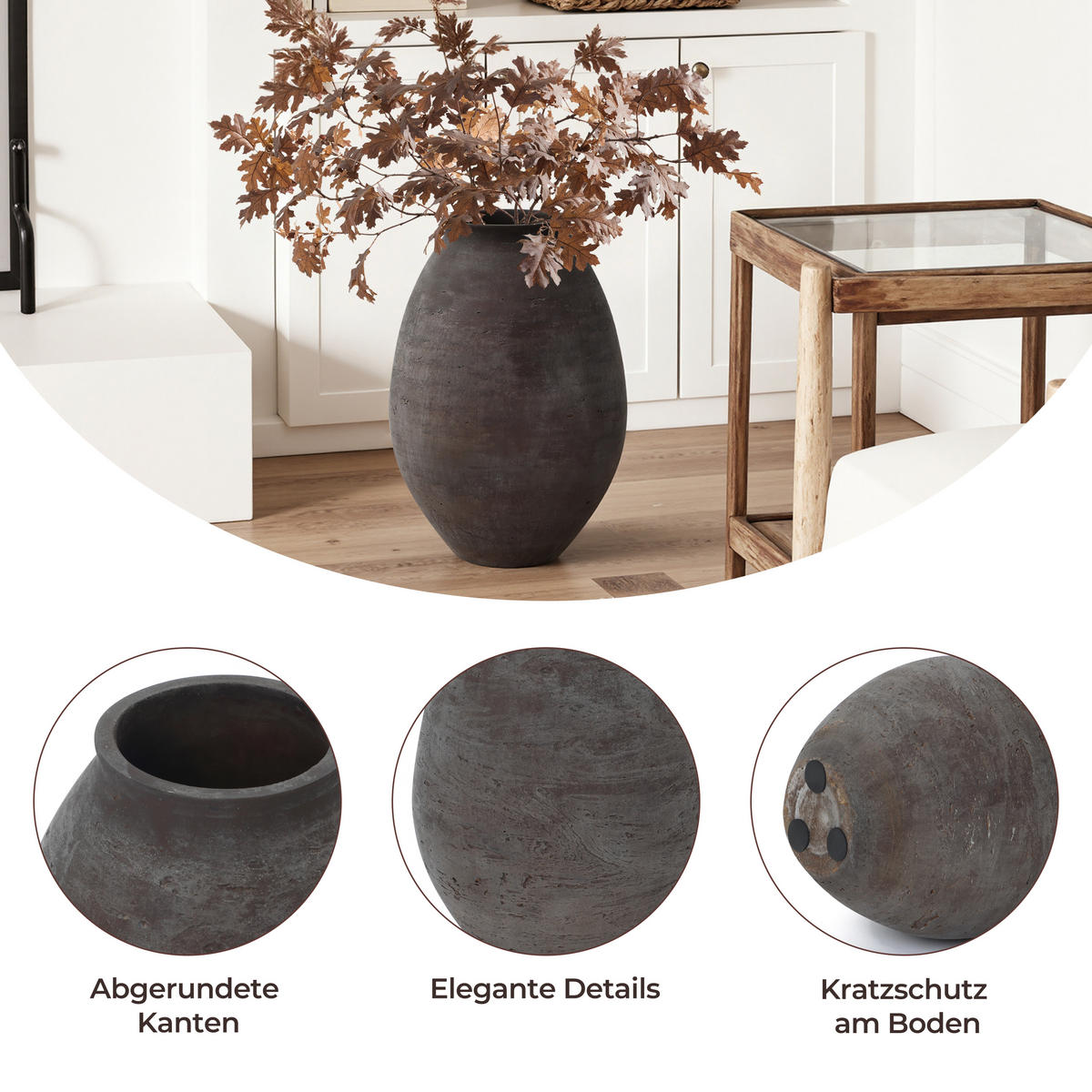 VASE Koro, 40 cm Hoch - Dunkelbraun, Naturmaterialien (40cm) - Hometopia