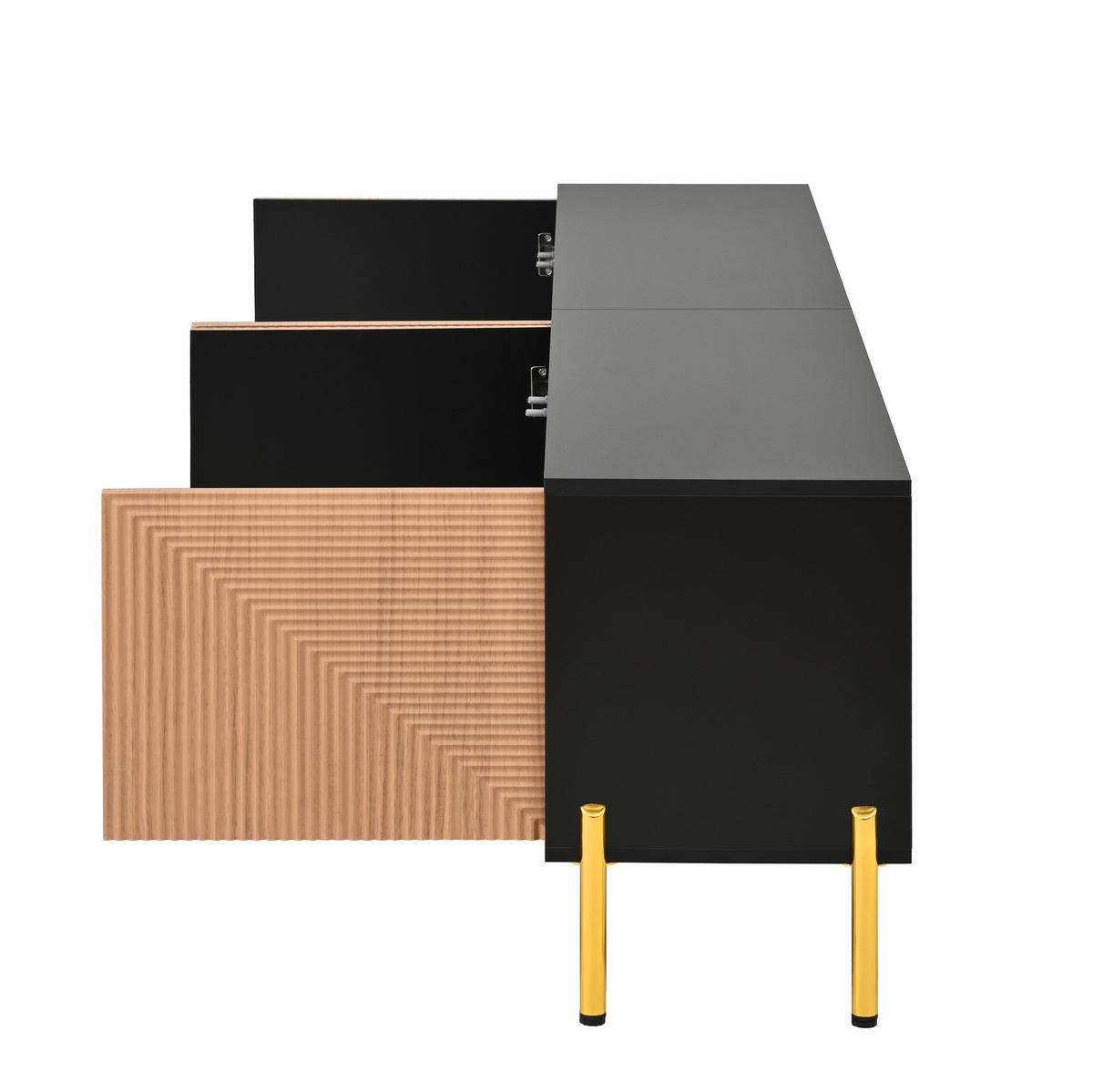 TV-LOWBOARD 179/35/53,5 cm mit 4 Türen und griffloser Front - Hellbraun, Holzwerkstoff (179/53.5/35cm) - BEAOK