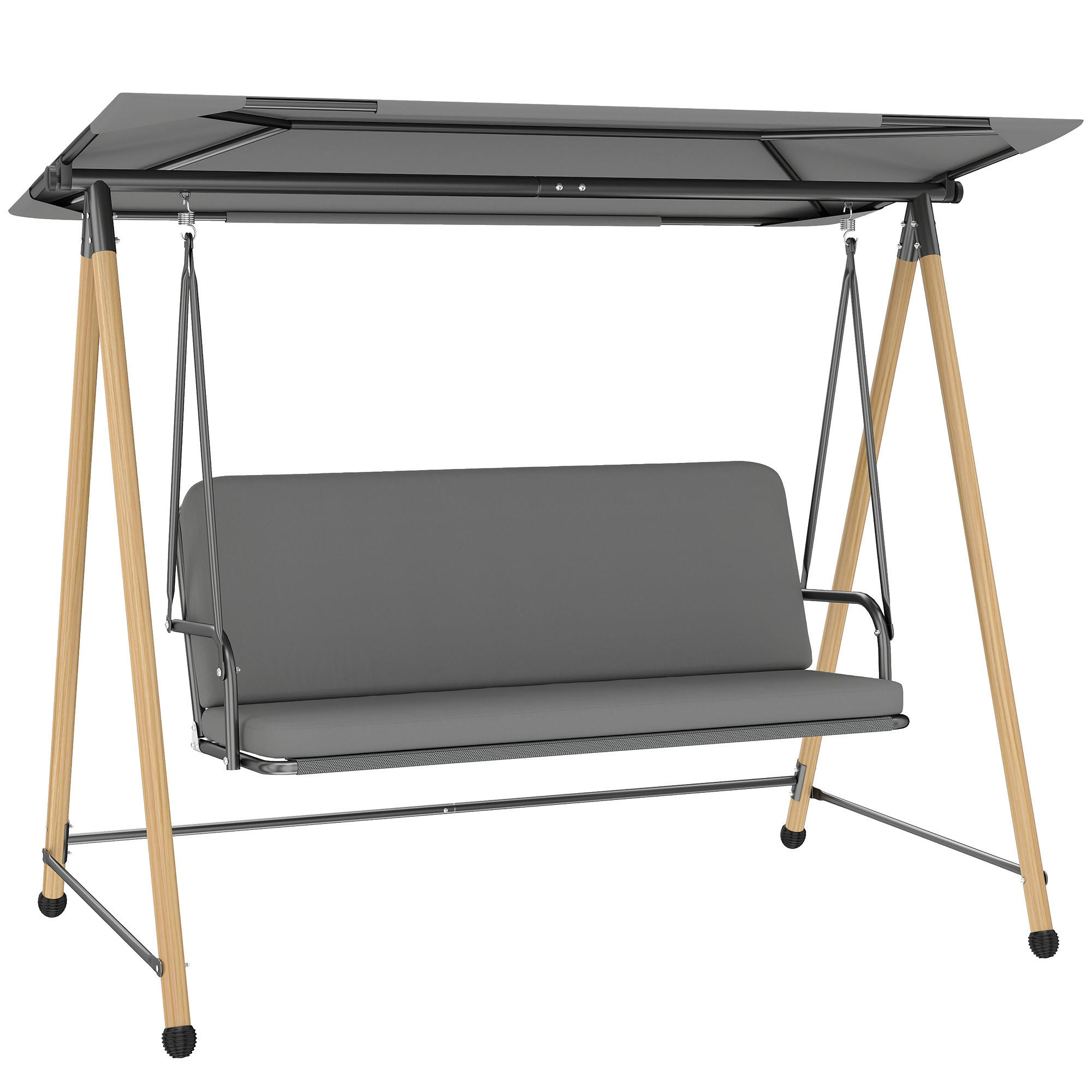 HOLLYWOODSCHAUKEL Grau 208/125/180 cm - Grau, Metall (208/180/125cm) - PANGIVO