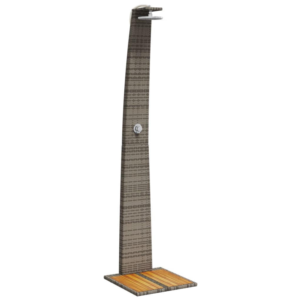 GARTENDUSCHE Grau 55/60/224 Cm Poly Rattan Und Akazienholz - Grau, Holz (55/224/60cm) - vidaXL