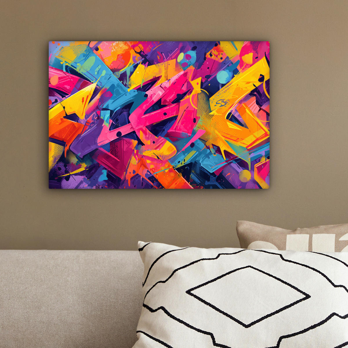 LEINWANDBILD Abstrakt - Formen - Farbenfroh Deko Schlafzimmer 30x20 cm - Magenta, Textil (30/20cm) - MuchoWow